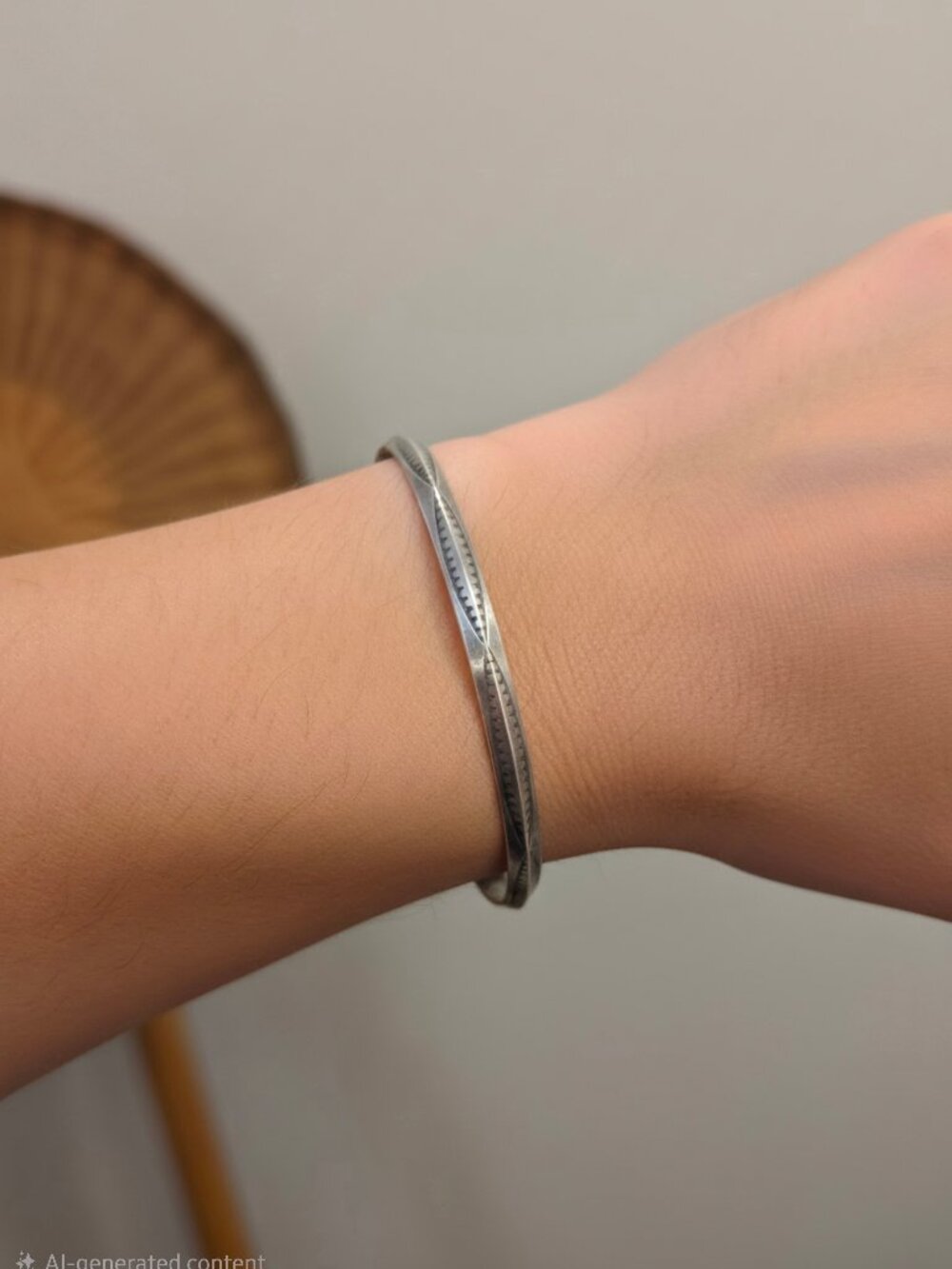 Vintage Native American Sterling Silver Bangle Bracelet